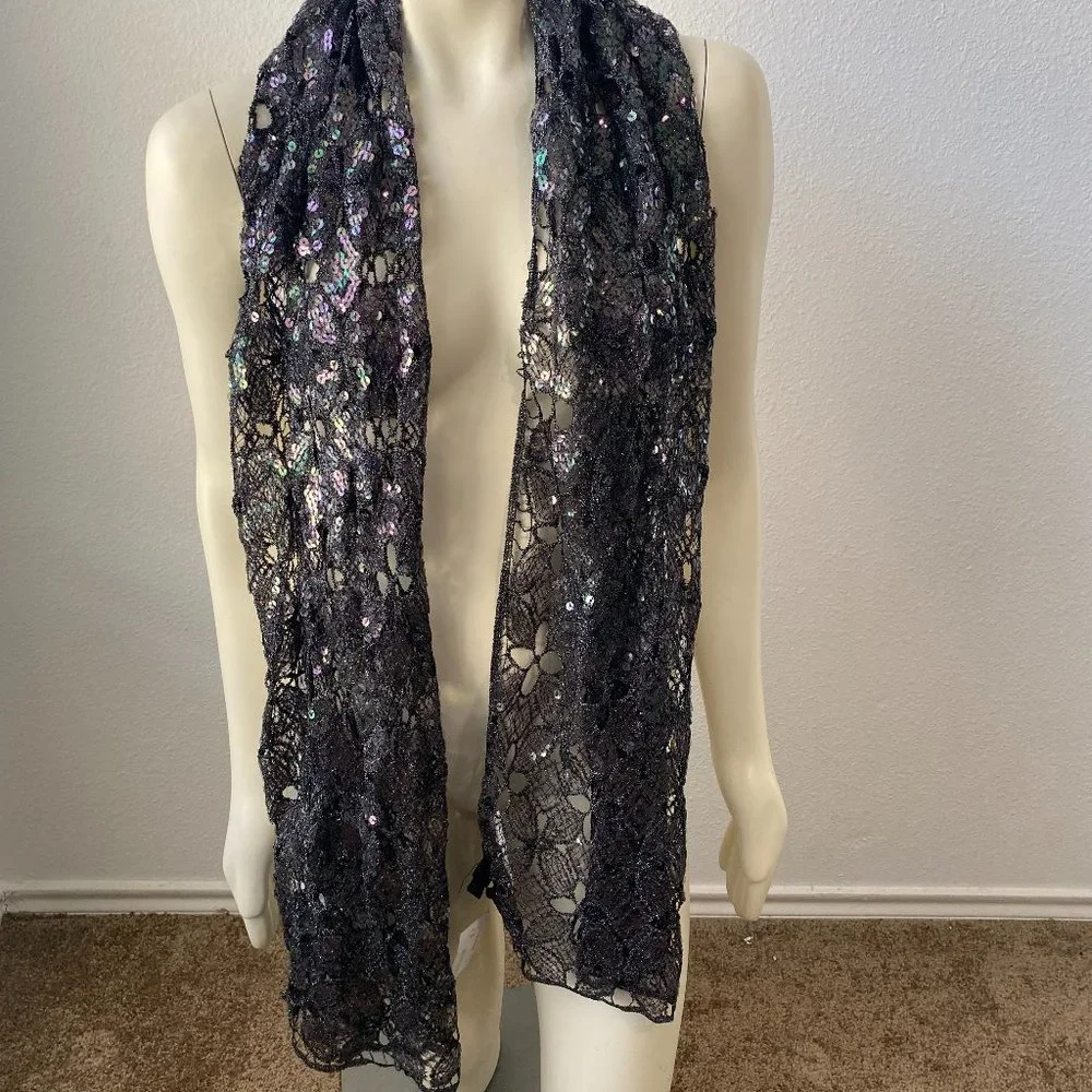 Cejon Women's Black Full Sequin Casual Wrap Scarf Very One Size Nice Scarf $36 - Picture 1 of 4